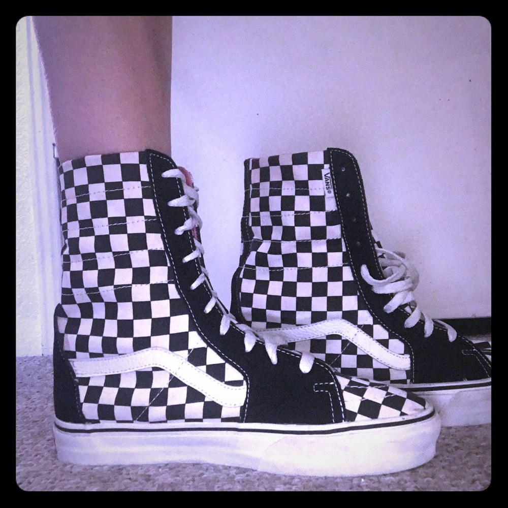 VANS Super Hi Top Skateboard Shoes Black White